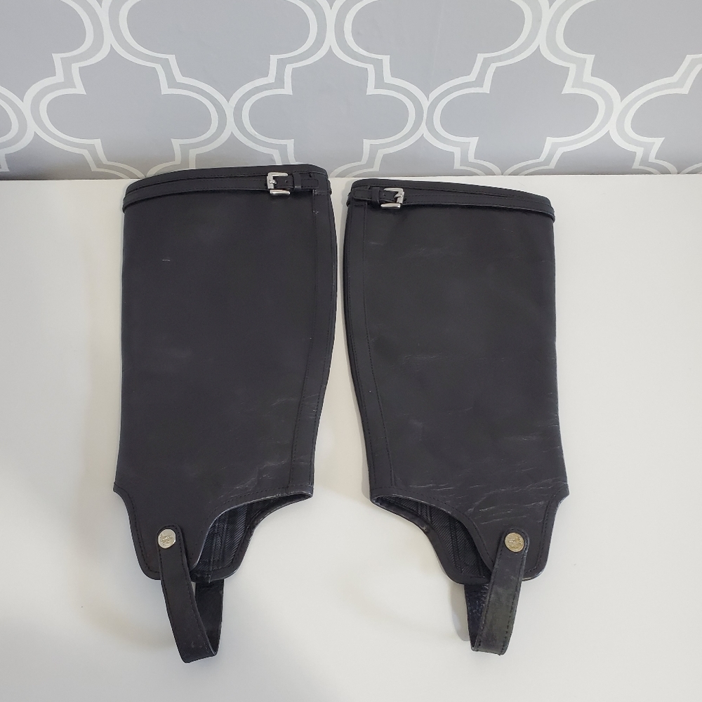 Coach black leather boot chaps